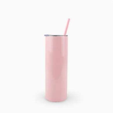 Gobelet Fin Sublimable, 20 oz, Rouge et Rose, avec Paille et Couvercle