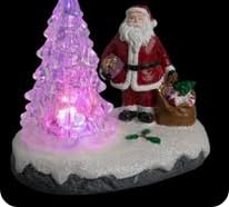 Décoration de Noël LED Santa Claus, Figurine Lumineuse avec Base Acrylique, Ornement Festif pour Intérieur, Alimenté par Piles