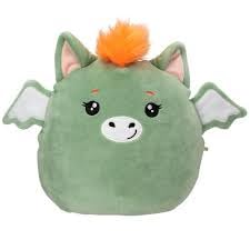 Peluche Dragon, Jouet Animal Doux en Vert avec Crête Orange, Décoration Mignonne pour Enfants