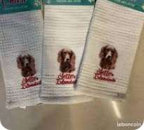 Mon Chien Torchon en Coton 100%, Serviettes de Cuisine avec Motifs de Chiens Brodés, Collection Rottweiler, Colley et Cane Corso