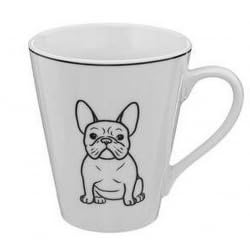 Tasse en Céramique avec Motif Bulldog Français, Blanc et Noir