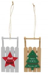 Décorations de Noël Suspendues en Bois, Ornements Festifs pour Sapin avec Étoiles et Silhouettes de Ville,