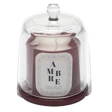 Bougie parfumee Ambre sous cloche avec bijou