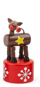 Figurine Décorative de Noël Dansante, Père Noël en Bois sur Base Verte, Ornement de Table Festif, Collection Hiver, Ensemble de 4 Pièces
