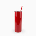 Gobelet Fin Sublimable, 20 oz, Rouge et Rose, avec Paille et Couvercle