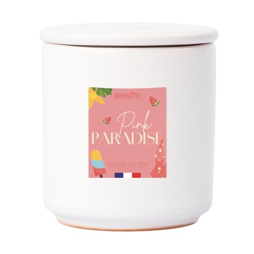 Bougies Cocktail Rose Pamplemousse, Bougie Parfumée en Cire, Style Français, Pot en Céramique Blanche