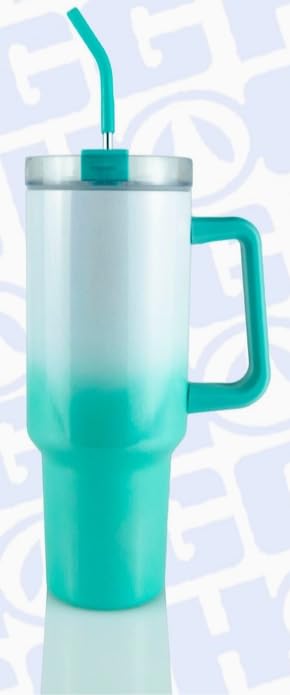 Gobelet de Voyage Sublimable, Translucide Holographique, avec Paille et Poignée, 1,18 L (40 oz)
