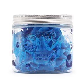 Whipped Soap Crème Fouettée en Pot, Savon Moussant de Luxe, Bleu, Format Pot en Verre