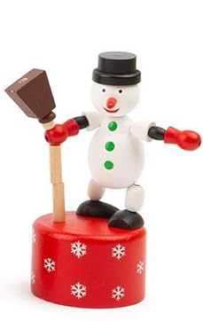 Figurine Décorative de Noël Dansante, Père Noël en Bois sur Base Verte, Ornement de Table Festif, Collection Hiver, Ensemble de 4 Pièces