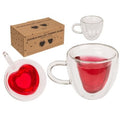 Tasse à expresso 150 ml Tasse à Café Double Paroi Verre à Thé avec Poignée et Cuillère Tasse en Verre pour Thé, Lait, Jus, Cadeaux d'anniversaire de mariage pour couples parents lot de 2