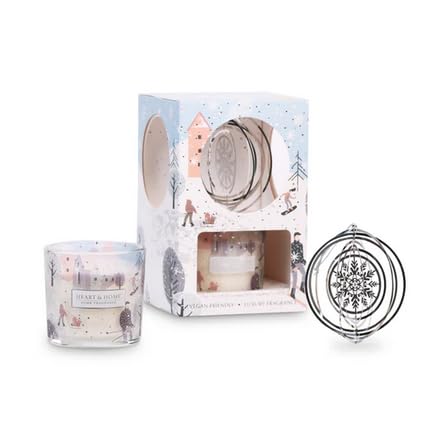 Bougie Décorative d'Intérieur en Verre, Collection Hivernale, Design Festif avec Motifs Saisonniers, Parfaite pour l'Ambiance