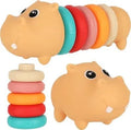 Blocs Sensoriels Hippopotame Éducatifs, Puzzle Doux d'Empilage et d'Assortiment pour Enfants