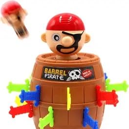Mini Jeu d'Arcade Pirate Fou en Tonneau, Jeu de Frappe le Pirate, 9 x 9 x 12,5 cm