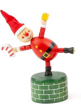 Figurine Décorative de Noël Dansante, Père Noël en Bois sur Base Verte, Ornement de Table Festif, Collection Hiver, Ensemble de 4 Pièces