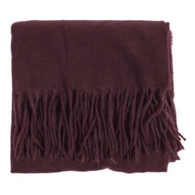 Scarf Premium Écharpe Femme en Laine, Bordeaux, Style Élégant avec Franges, Accessoire Mode Hiver