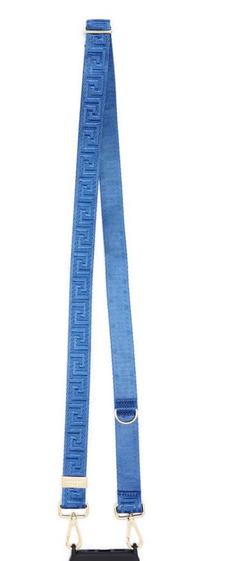 Sangle de Téléphone Portable, Bandoulière Décorative Bleue avec Motif Géométrique, Attaches Métalliques
