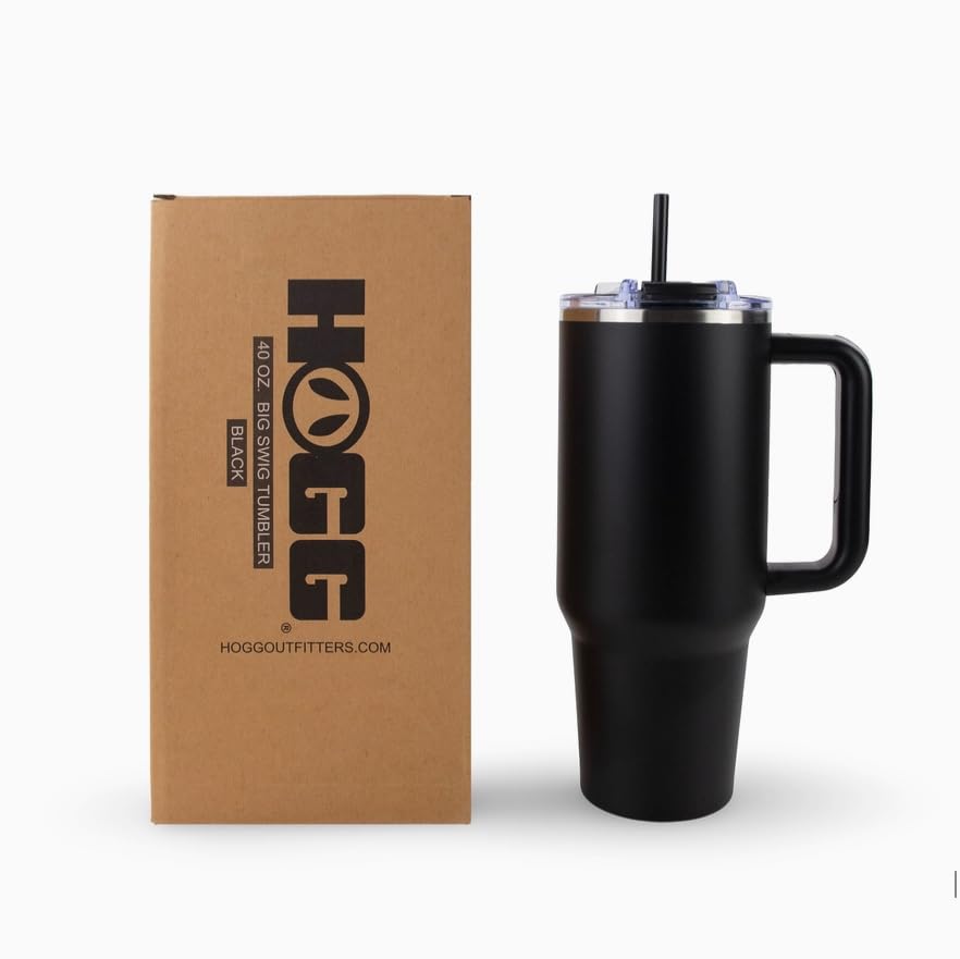 HOGG Gobelet Big Swig Tumbler 40 oz avec Couvercle et Paille, Revêtement en Poudre