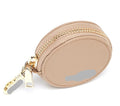 Porte-Monnaie Rond en Cuir avec Fermeture Éclair, Étui pour Écouteurs et Clés, Beige et Rouge