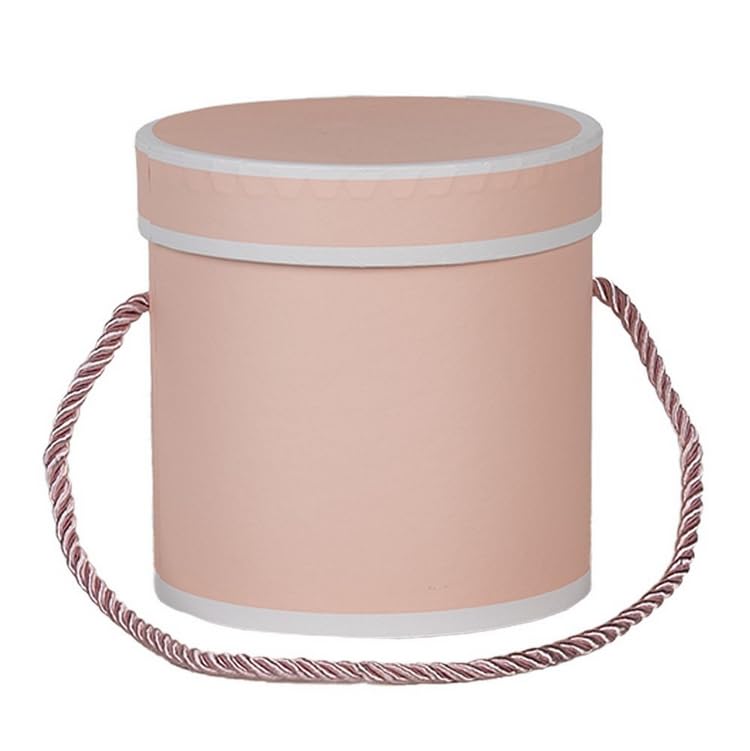 Boîte Cadeau Ronde Décorative avec Poignée en Corde, 3 Couleurs Disponibles - Rouge, Noir, Blanc