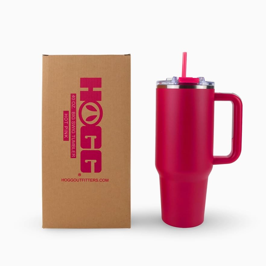 HOGG Gobelet Big Swig Tumbler 40 oz avec Couvercle et Paille, Revêtement en Poudre