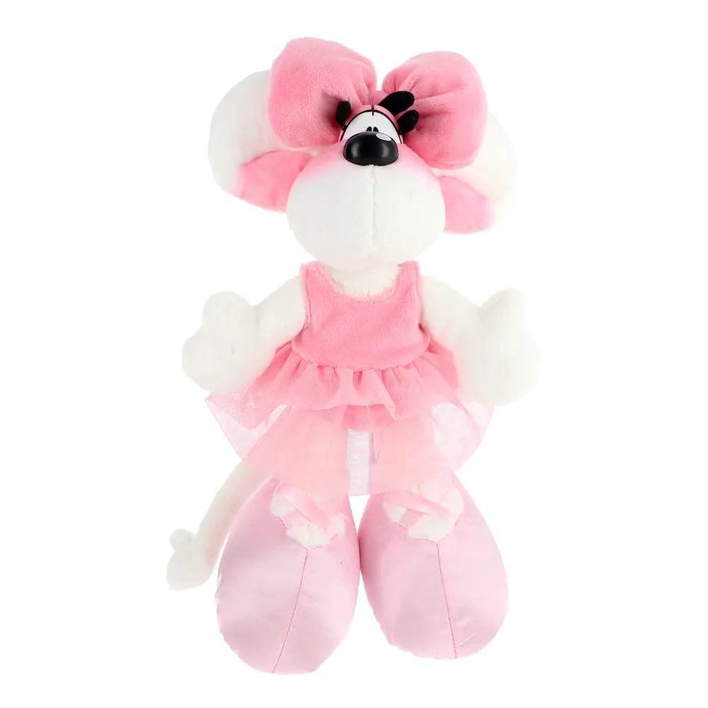 Porte-clés Peluche Souris Blanche avec Salopette Bleue, Accessoire de Sac Décoratif