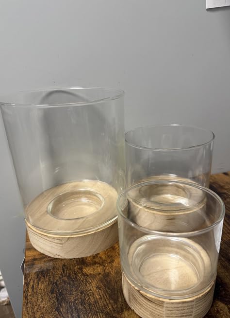 Lot de 3 Photophores en Verre Transparent, Bougeoirs Cylindriques Décoratifs pour Table, Décoration Intérieure et Événements, Style Moderne
