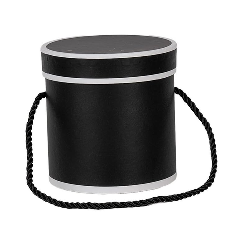 Boîte Cadeau Ronde Décorative avec Poignée en Corde, 3 Couleurs Disponibles - Rouge, Noir, Blanc