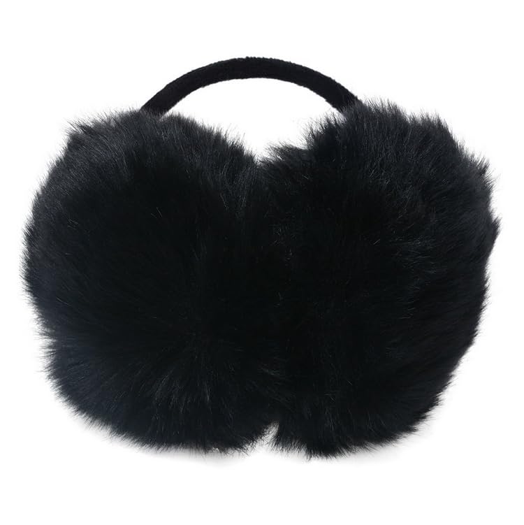 Cache-oreilles en Fausse Fourrure, Bleu Marine et Noir, Accessoire d'Hiver