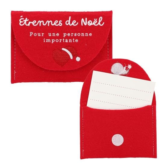 Pochettes Cadeaux de Noël en Feutrine, Enveloppes Décoratives, Rouge et Vert avec Messages Festifs, Pour Cartes et Etrennes