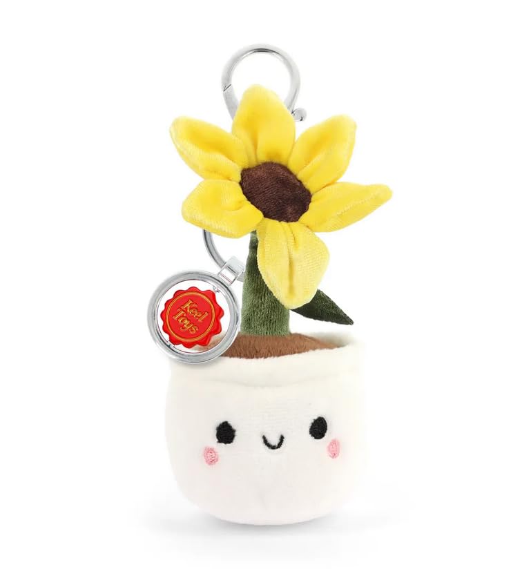 Porte-clés Peluche Plante en Pot, Visage Souriant Kawaii, Charm Décoratif avec Mousqueton