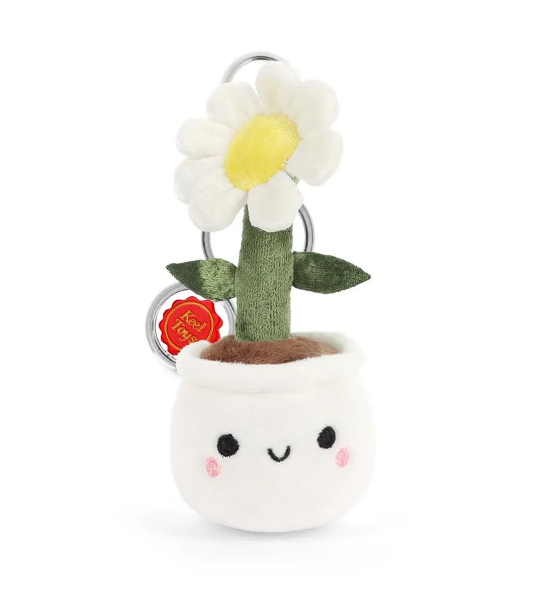 Porte-clés Peluche Plante en Pot, Visage Souriant Kawaii, Charm Décoratif avec Mousqueton