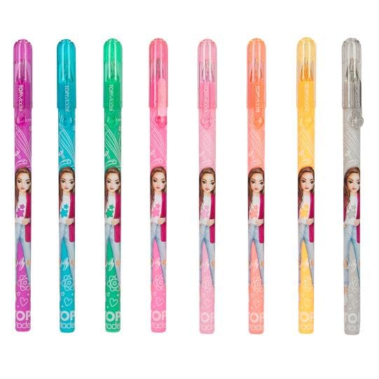 Stylos Gel Couleur avec Motifs Décoratifs, Encre Gel, Multicolore, Lot de 8