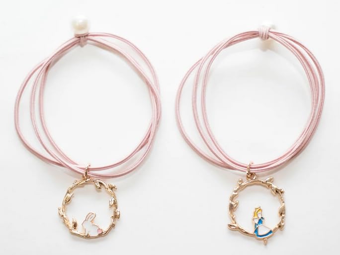 Bracelet avec Perles Transparentes et Breloque Fleur, Cordon Rose avec Perles Décoratives, Accessoire Bijoux Fantaisie