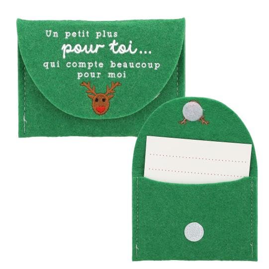 Pochettes Cadeaux de Noël en Feutrine, Enveloppes Décoratives, Rouge et Vert avec Messages Festifs, Pour Cartes et Etrennes