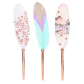 Plumes Décoratives en Papier avec Paillettes, Motifs Pastel et Or, Lot de 3 Pièces pour Décoration et Artisanat