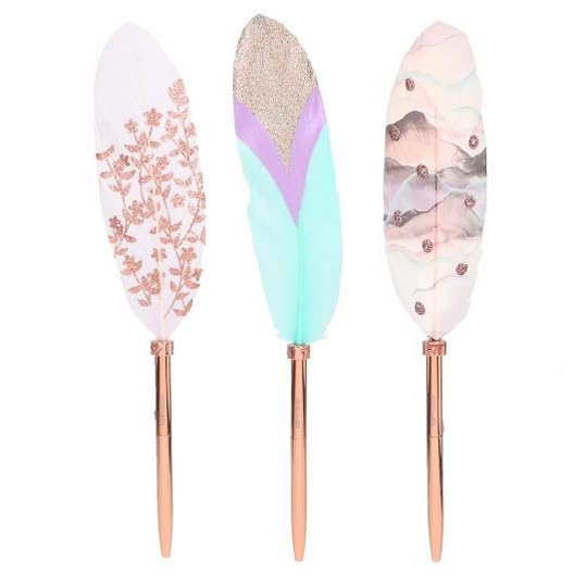 Plumes Décoratives en Papier avec Paillettes, Motifs Pastel et Or, Lot de 3 Pièces pour Décoration et Artisanat