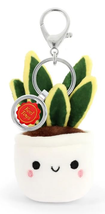 Porte-clés Peluche Plante en Pot, Visage Souriant Kawaii, Charm Décoratif avec Mousqueton