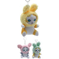Porte-clés Peluche Chat avec Bonnet Lapin, 3 Couleurs Disponibles - Jaune, Rose, Vert