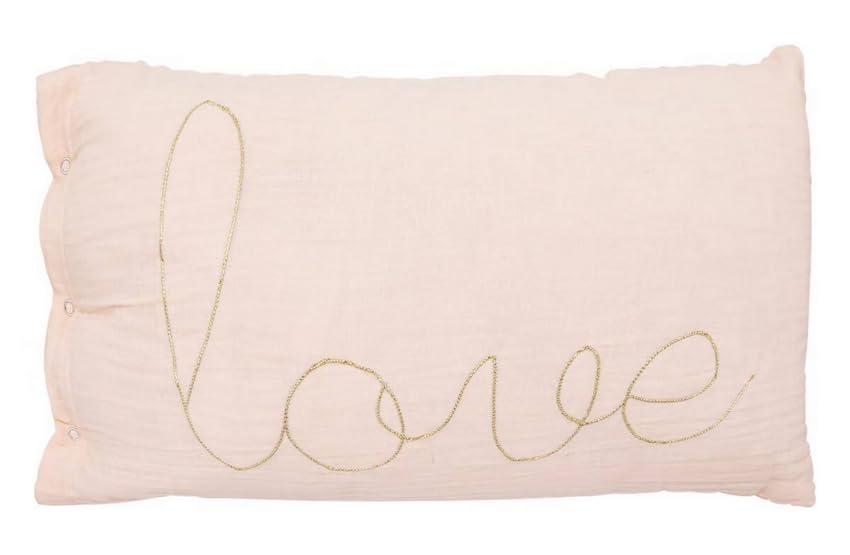 Coussin Décoratif en Tissu avec Broderie Dorée, Housse de Protection Transparente