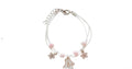 Bracelet avec Perles Transparentes et Breloque Fleur, Cordon Rose avec Perles Décoratives, Accessoire Bijoux Fantaisie