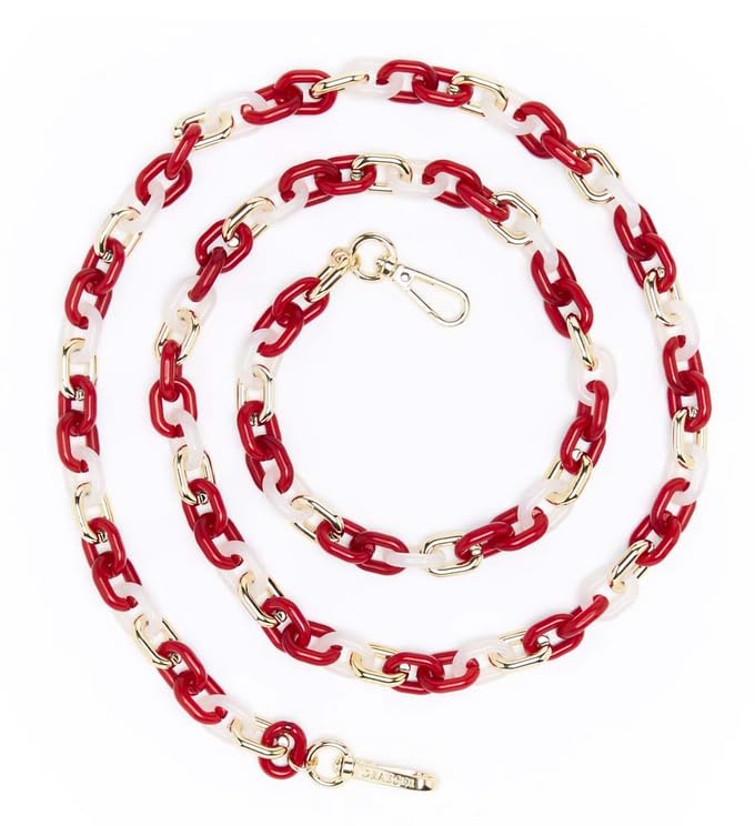 Bandoulière pour Téléphone en Chaîne Rouge, Style Maillons Larges, Fermoirs Dorés