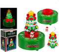Boîte à Musique de Noël Rotative avec Arbre de Noël et Bonhomme de Neige, Décorative Lumineuse, Base Verte