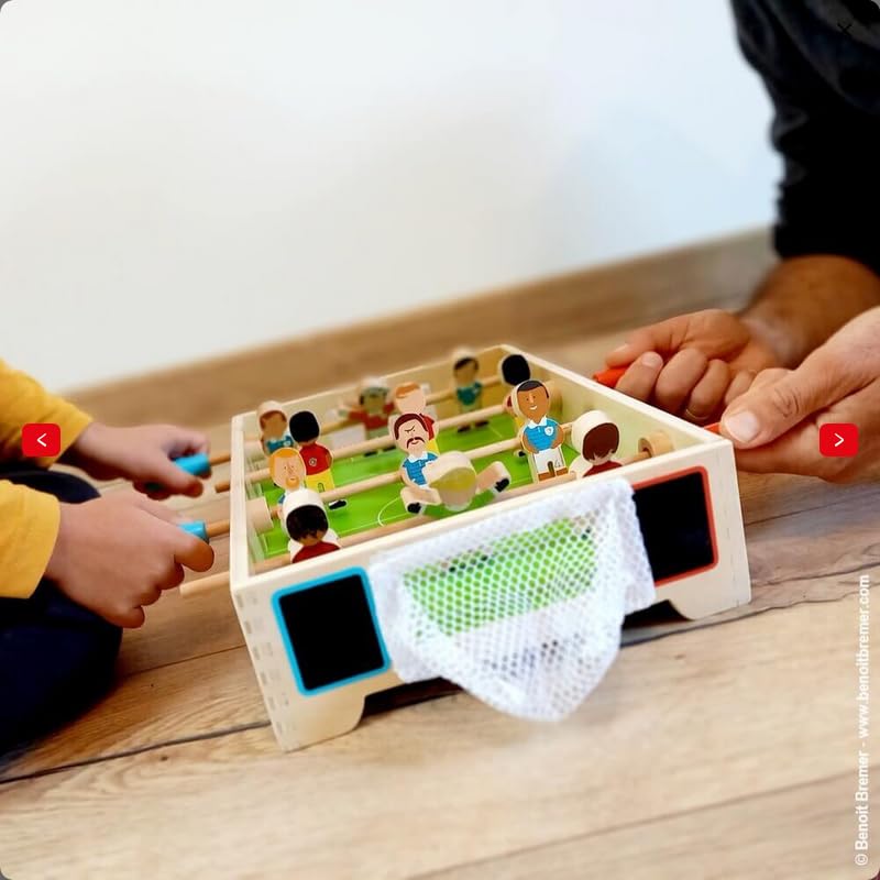 Mini Baby-Foot en Bois, Table de Football de Table Portable, Jeu de Société pour Enfants avec Joueurs Colorés, Terrain Vert