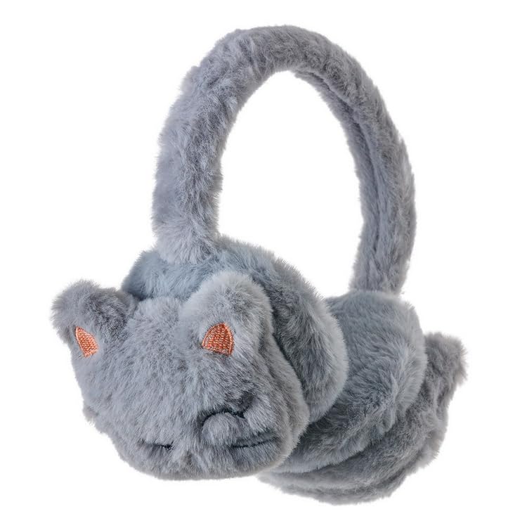 Cache-Oreilles en Peluche pour Enfant, Marron, Design Chat Mignon
