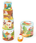 Ma Première Pyramide Poule, Jeu Éducatif pour Enfants, Cubes Empilables avec Animaux de la Ferme, 5 Pièces, Jouet en Carton