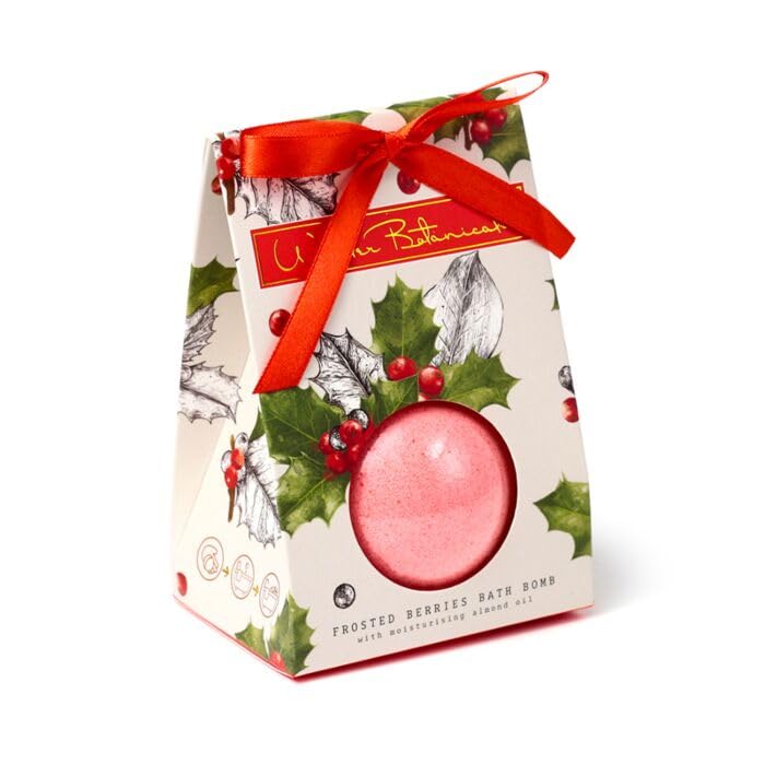 Coffret Cadeau de Noël avec Boules de Bain Effervescentes, Collection Festive, Emballage Décoratif avec Ruban Rouge et Houx, 1 Pièce