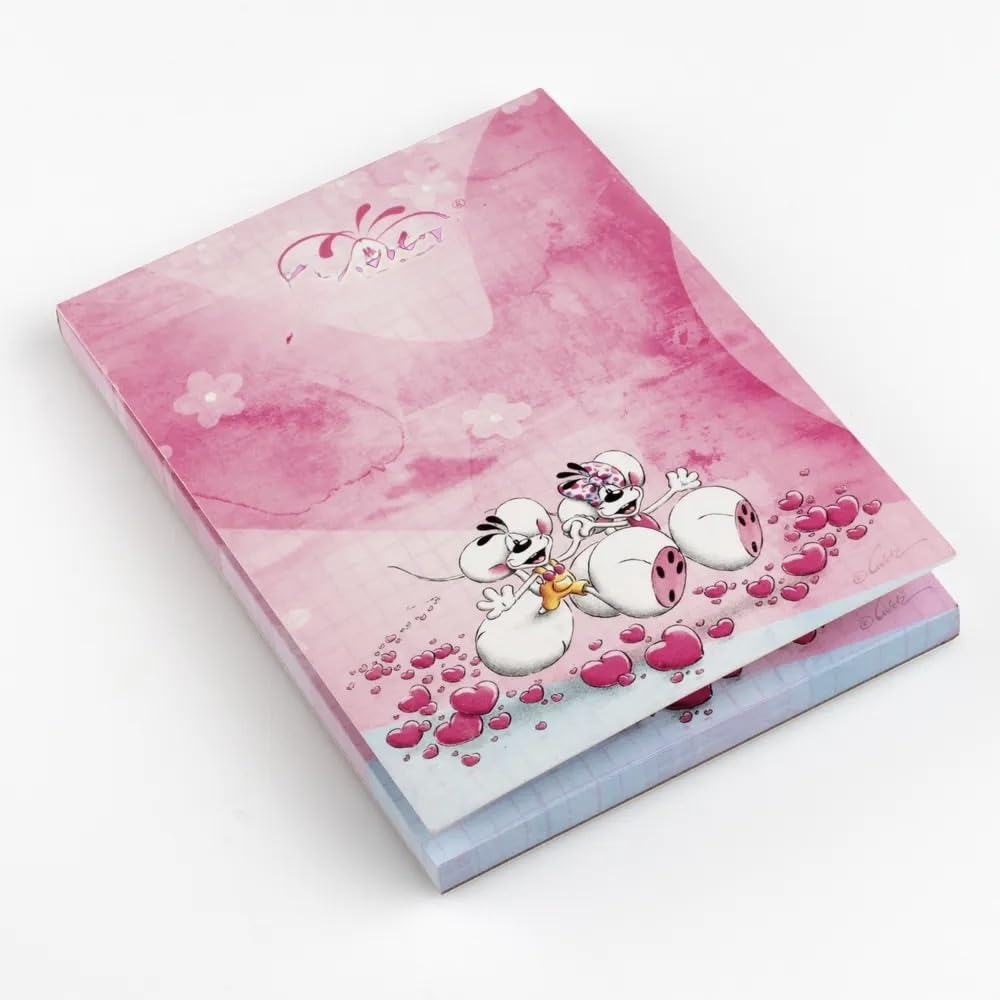 Bloc-Notes Parfumé A6, Rose, Motif Souris Artiste avec Cœur, Papeterie Fantaisie