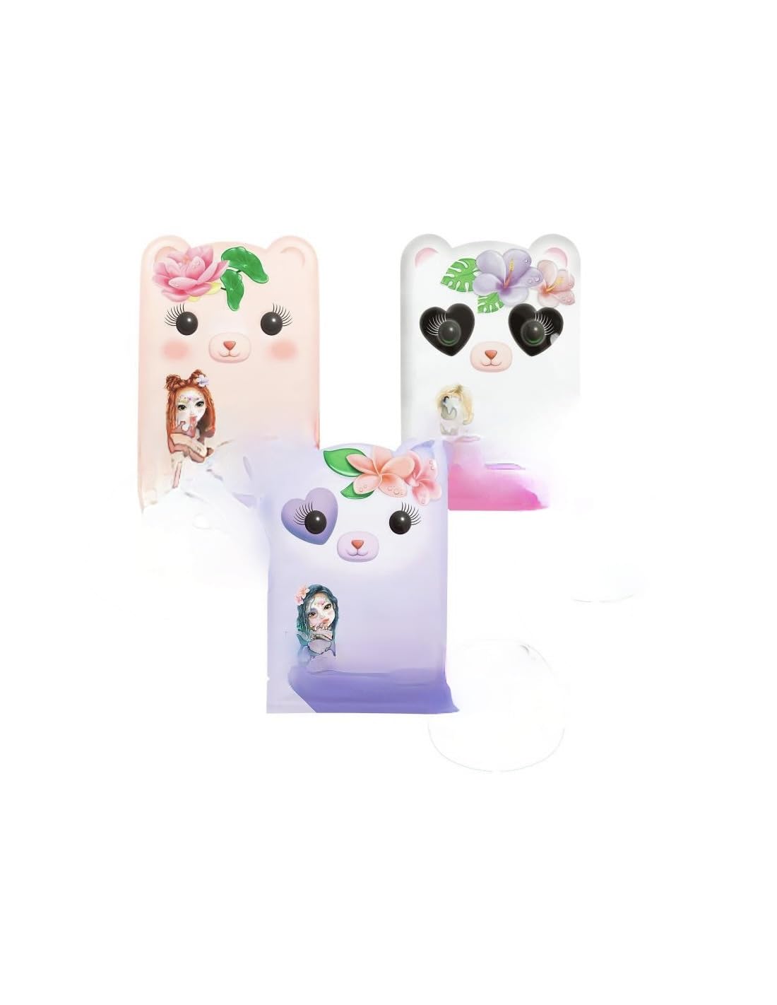 Masque Facial en Tissu Beauty, Pack Assortiment Kawaii avec Motifs Animaux, 3 Designs Différents, Soin du Visage Hydratant