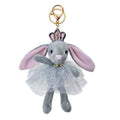 Porte-clés Décoratif Lapin en Peluche, Gris avec Tutu et Couronne, Style Princesse
