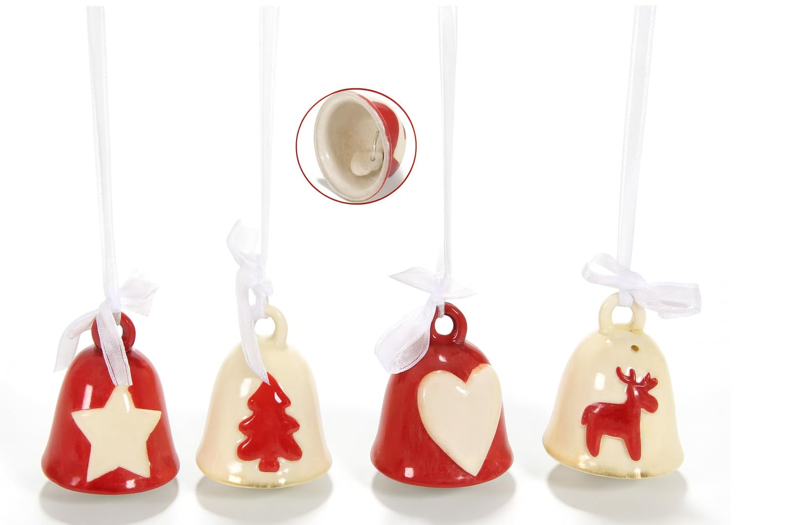 Clochette de Noël Décorative Rouge et Blanc, Style Traditionnel, Ornement pour Sapin et Décoration de Fêtes